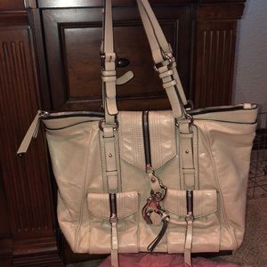 Francesco Biasia Ivory Leather Handbag